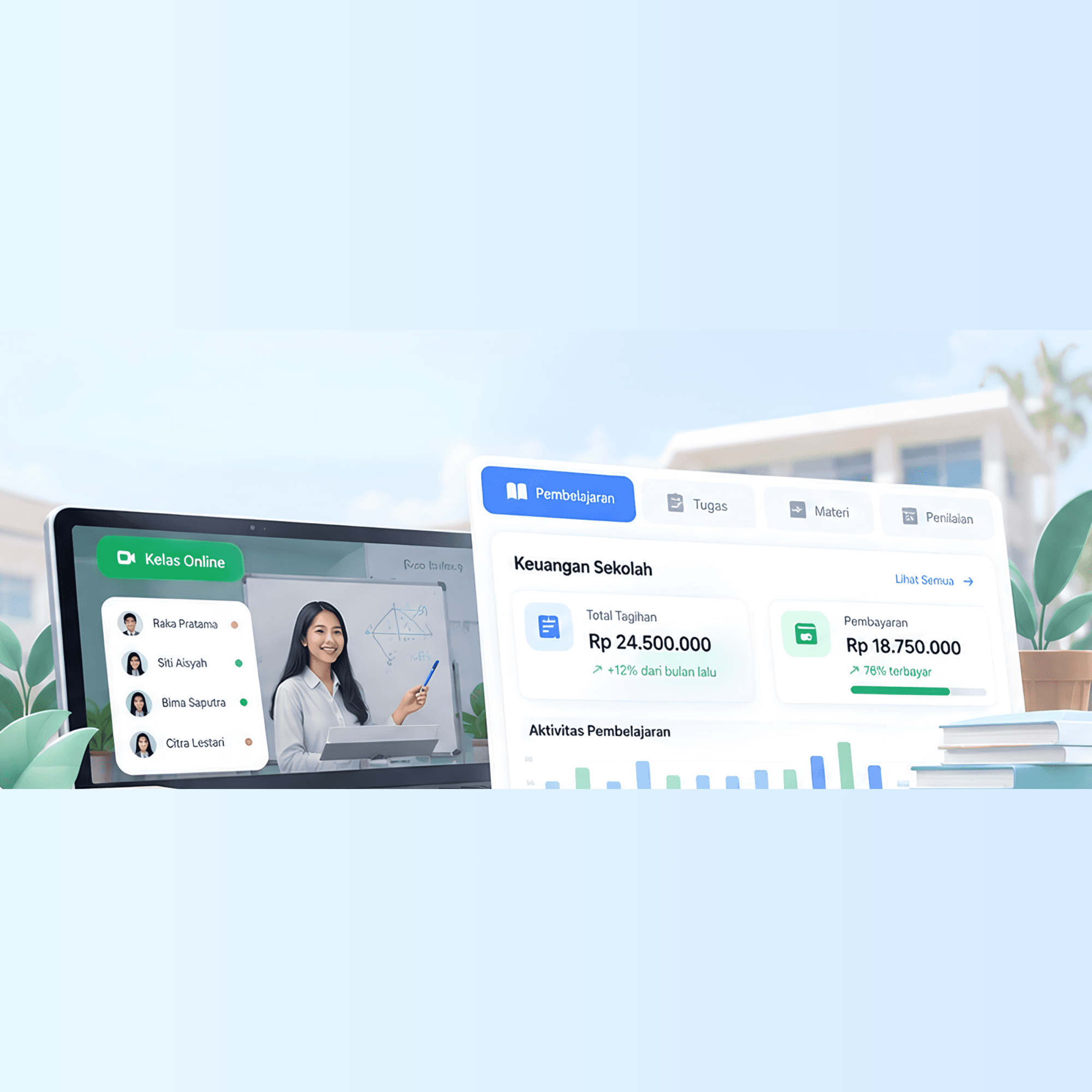 Kelas online dan dashboard keuangan sekolah